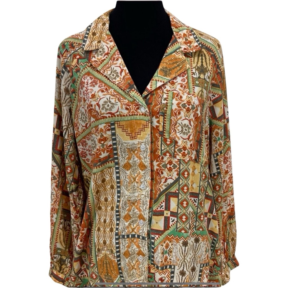 Rachel Zoe Multicolor Patterned Button Front Shirt Size S New with Tags